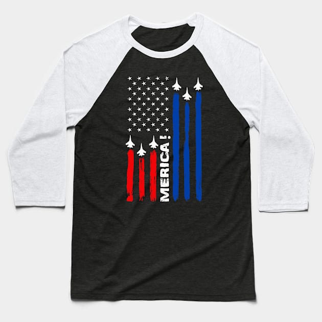 Air Force US Veterans 4th of July T shirt - Merica Flag T-Shirt Baseball T-Shirt by Pannolinno